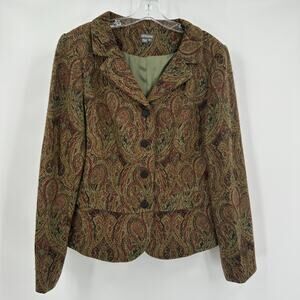 Anthracite Women Blazer Sz 14 Paisley Tapestry Vintage Boho Cottagecore Academia